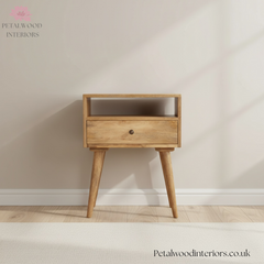 Solid Wood - Bedside Table - Single Drawer With Shelf - Traditional Design - Timesless Desingn - Petalwood Interiors - Front