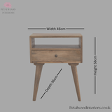 Solid Wood - Bedside Table - Single Drawer With Shelf | Traditional Design - Petalwood Interiors