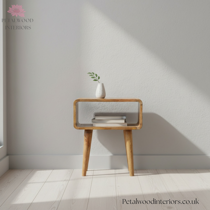 Solid Wood - Bedside Table With Open Front Shelf - Classic Design - Timesless Desingn - Petalwood Interiors - Front