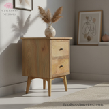 Solid Wood - Bedside Table with 2 Drawers - 60cm Height - Classic Design - Timesless Desingn - Petalwood Interiors - Side