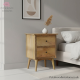 Solid Wood - Bedside Table with 2 Drawers - 60cm Height - Classic Design - Timesless Desingn - Petalwood Interiors - Side