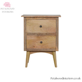 Solid Wood - Bedside Table with 2 Drawers - 60cm Height - Classic Design - Timesless Desingn - Petalwood Interiors - Front