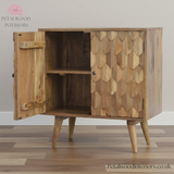 Solid Wood - Cabinet with 2 Shelves - Modern Patterned Front - Vintage Design - Timeless Design - Petalwood Interiors