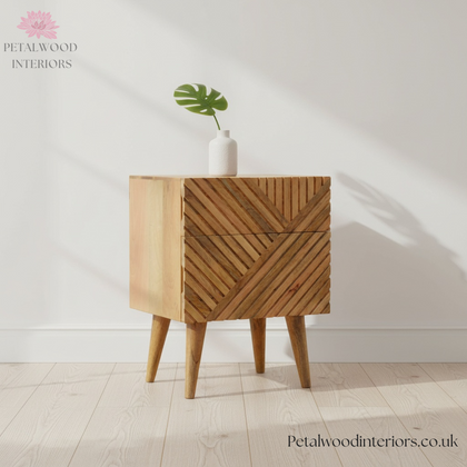 Solid Wood - Chest With 2 Drawers - Patterned Front Design - Modern Design - Timesless Desingn - Petalwood Interiors