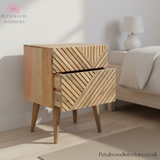 Solid Wood - Chest With 2 Drawers - Patterned Front Design - Modern Design - Timesless Desingn - Petalwood Interiors