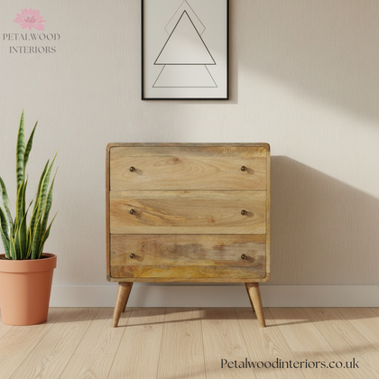 Solid Wood - Chest of Drawers - 3 Spacious Drawers - Classic Design - Timeless Design - Petalwood Interiors- Front