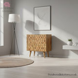 Solid Wood - Chest of Drawers with Carved Pattern - 77cm Height - Vintage Design - Timesless Desingn - Petalwood Interiors - Side