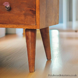 Solid Wood - Coffee Table - Dark Wood Finish - 38cm Height - Brass Knobs | Modern Storage - Petalwood Interiors