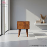 Solid Wood - Coffee Table - Dark Wood Finish - Brass Knobs - Modern Storage - Timeless Design - Petalwood Interiors - Side