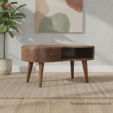 Solid Wood - Coffee Table - Dark Wood Finish - Wooden Legs - Drawer Storage - Timeless Design - Petalwood Interiors - Side