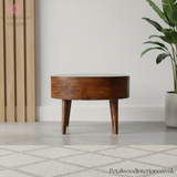 Solid Wood - Coffee Table - Dark Wood Finish - Wooden Legs - Single Drawer Storage - Timeless Design - Petalwood Interiors - Side