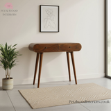 Solid Wood - Console Table - 78cm Wide - Wooden Legs - 2 Drawers - Traditional Finish - Petalwood Interiors - Side