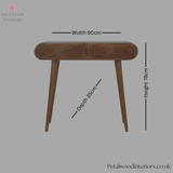 Solid Wood - Console Table - 78cm Wide - Wooden Legs - 2 Drawers | Traditional Finish - Petalwood Interiors