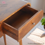 Solid Wood - Console Table - 78cm Wide - Wooden Legs - 2 Drawers | Traditional Finish - Petalwood Interiors