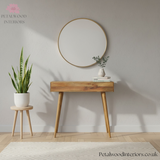 Solid Wood - Desk - Single Drawer With Open Slot - Art Deco Style - Timeless Design - Petalwood Interiors - Back
