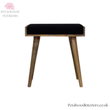 Solid Wood - Footstool 100% Black Cotton Velvet Upholstery - Petalwood Interiors