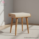 Solid Wood - Footstool with 100% Cotton Seating - Timeless Design - Petalwood Interiors- Side