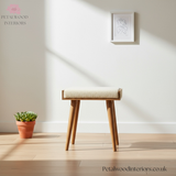 Solid Wood - Footstool with 100% Cotton Seating - Timeless Design - Petalwood Interiors- Front