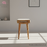 Solid Wood - Footstool with 100% Cotton Seating - Timeless Design - Petalwood Interiors- Side