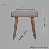 Solid Wood - Footstool with 100% Cotton Seating - Timeless Design - Petalwood Interiors