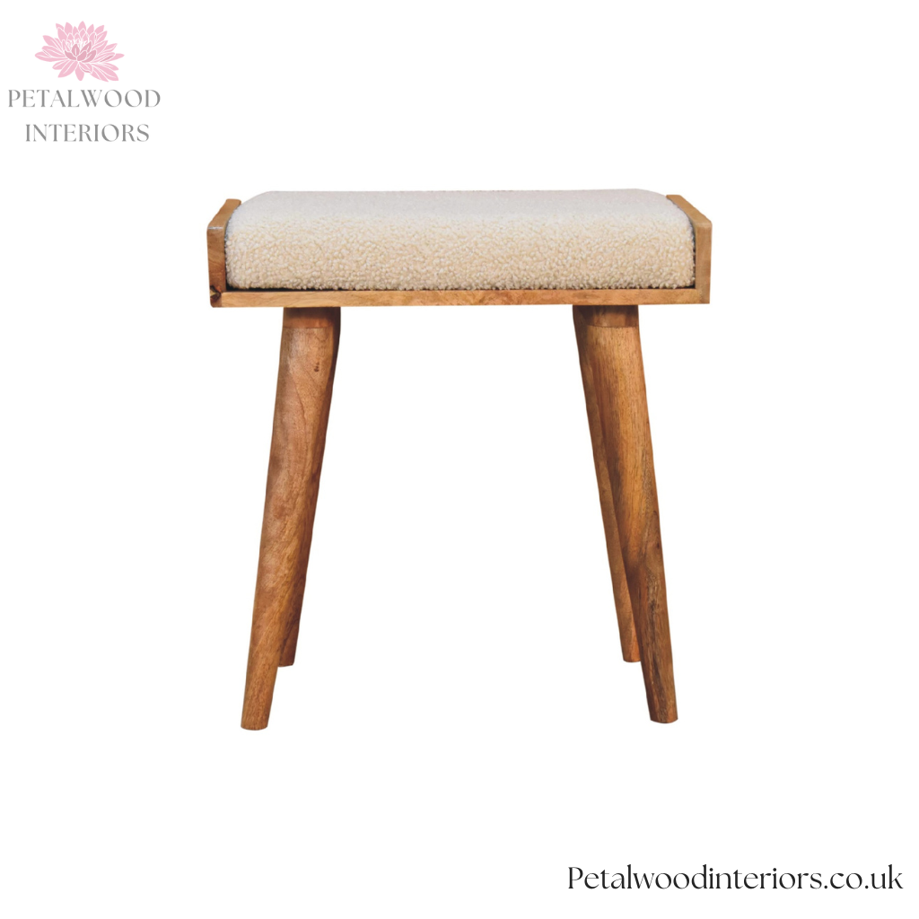 Solid Wood Footstool - 100% Cotton Seating – Petalwood Interiors