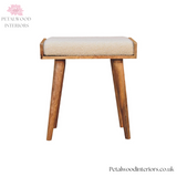 Solid Wood - Footstool with 100% Cotton Seating - Timeless Design - Petalwood Interiors- Front
