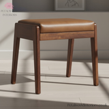 Solid Wood - Footstool with 100% Leather - Timeless Design - Petalwood Interiors - Side