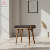 Solid Wood - Footstool with 100% Tweed Upholstery - Timeless Design - Petalwood Interiors- Side