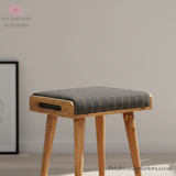 Solid Wood - Footstool with 100% Tweed Upholstery - Timeless Design - Petalwood Interiors- Side