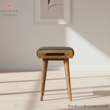 Solid Wood - Footstool with 100% Tweed Upholstery - Timeless Design - Petalwood Interiors- Side
