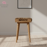 Solid Wood - Footstool with Leopard Print Upholstery - Timeless Design - Petalwood Interiors - Side