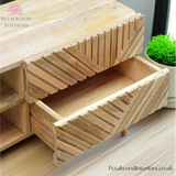 Solid Wood - TV Stand - 2 Drawers 2 Shelves - Zig-Zag Pattern - Modern Design - Timeless Design - Petalwood Interiors