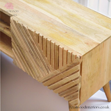 Solid Wood - TV Stand - 2 Drawers 2 Shelves - Zig-Zag Pattern - Modern Design - Timeless Design - Petalwood Interiors