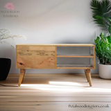 Solid Wood - TV Stand - 2 Drawers 2 Shelves - Zig-Zag Pattern - Modern Design - Timeless Design - Petalwood Interiors- Back