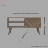 Solid Wood - TV Stand - 2 Drawers 2 Shelves - Zig-Zag Pattern - Modern Design - Timeless Design - Petalwood Interiors