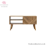 Solid Wood - TV Stand - 2 Drawers 2 Shelves - Zig-Zag Pattern - Modern Design - Timeless Design - Petalwood Interiors- Front