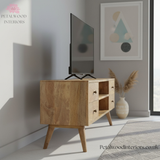 Solid Wood - TV Stand with 4 Drawers and 2 Shelves - 90cm Height - Classic Design - Timeless Design - Petalwood Interiors- Side