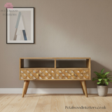Solid Wood - Tv Stand - Hand-Made Drawers - Traditional Finish - Timeless Design - Petalwood Interiors - Front