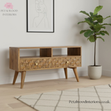 Solid Wood - Tv Stand - Hand-Made Drawers - Traditional Finish - Timeless Design - Petalwood Interiors - Side