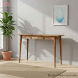Solid Wood - Writing Desk 2 Drawers - Built-in Power USB & Plug - Classic Design - Timeless Design - Petalwood Interiors - Side