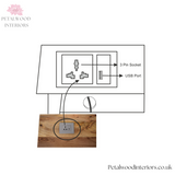 Solid Wood - Writing Desk 2 Drawers - Built-in Power USB & Plug | Classic Design - Petalwood Interiors
