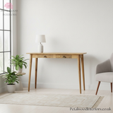 Solid Wood - Writing Desk Table - Vintage Shell Handles And Two Drawers - Timeless Design - Petalwood Interiors- Side