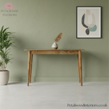 Solid Wood - Writing Desk Table - Vintage Shell Handles And Two Drawers - Timeless Design - Petalwood Interiors- Back