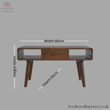 Solid Wood - Coffee Table - With Single Drawer & Open Shelves | Vintage Style - Petalwood Interiors