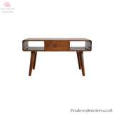 Solid Wood - Coffee Table - With Single Drawer & Open Shelves | Vintage Style - Petalwood Interiors- Front 1