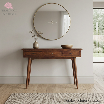 Solid Wood Console Table - 3 Drawers - 115cm Width - Classic Design - Petalwood Interiors - Front