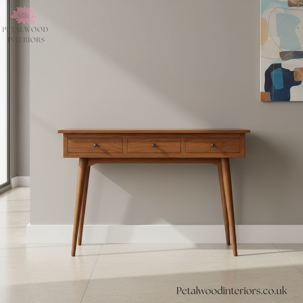 Solid Wood Console Table - 3 Drawers - 115cm Width - Classic Design - Petalwood Interiors - Front