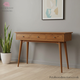 Solid Wood Console Table - 3 Drawers - 115cm Width - Classic Design - Petalwood Interiors - Side