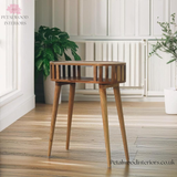 Solid Wood Console Table - Japanese Design - 70cm Wide - Open Shelf Storage- Side
