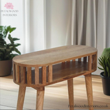 Solid Wood Console Table - Japanese Design - 70cm Wide - Open Shelf Storage- 3